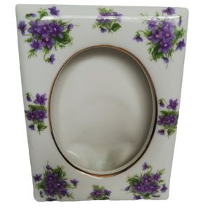 Vintage Lefton China Violets Porcelain Picture Frame Original
